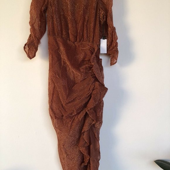 ASTR the Label Samara Dress Ginger Brown Ruffle Party Cocktail XS NWOT $148 - Picture 6 of 8